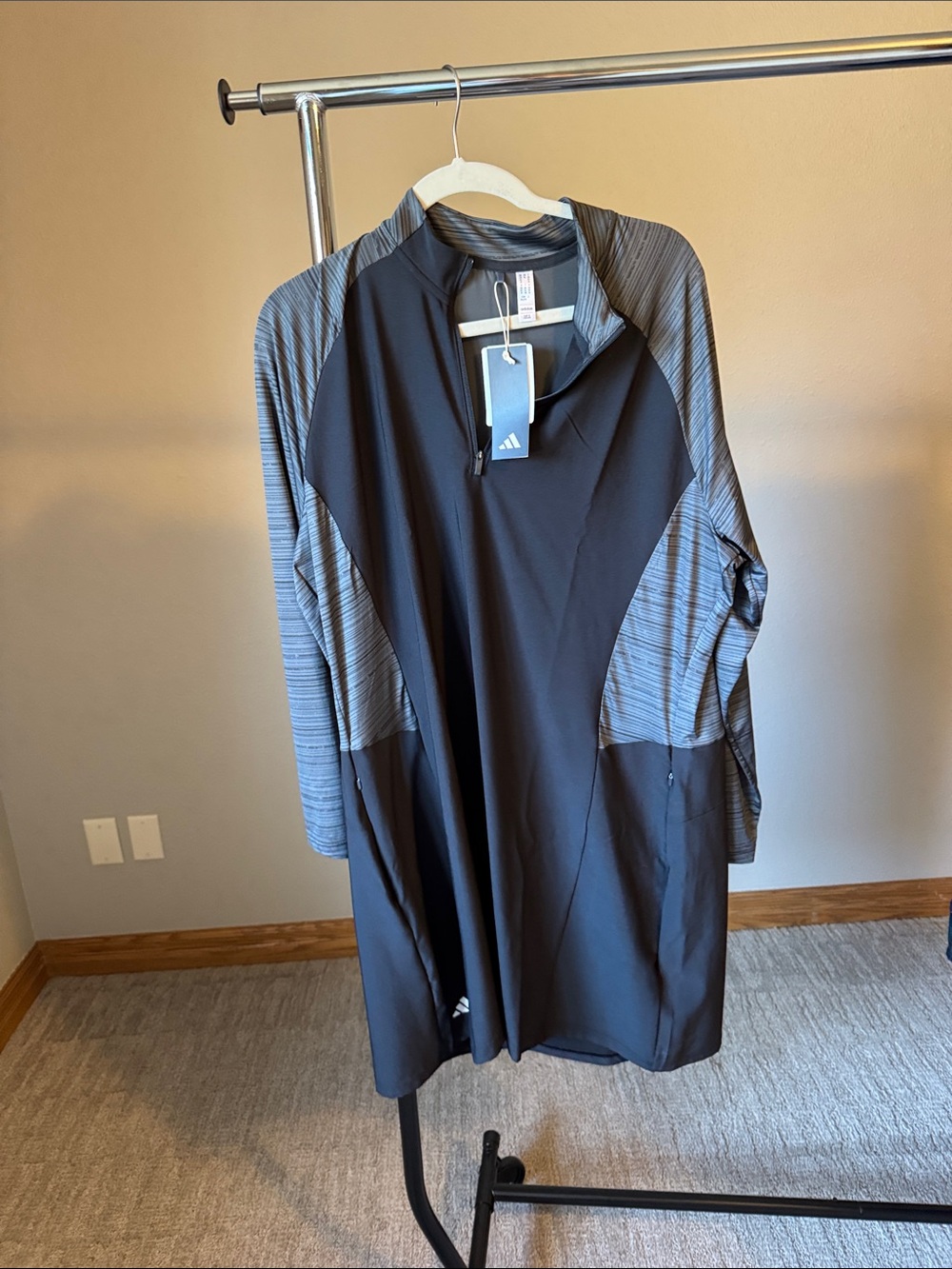 adidas Black & Gray Raglan Quarter-Zip Pullover